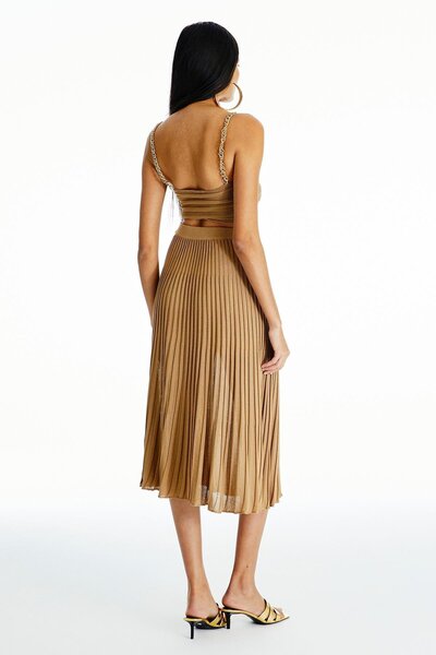 rue Трикотажний топ з ланцюжковим вирізом Camel