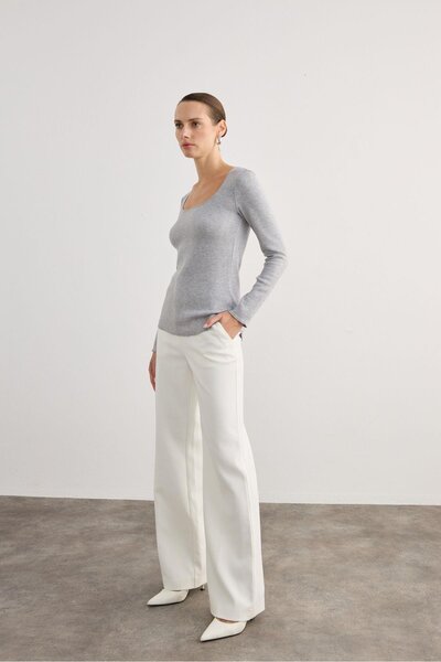 rue Μακρυμάνικη μπλούζα ελαστικό ύφασμα Γκρι Basic