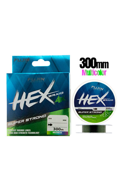 Fujin خيط صيد سداسي مجدول 4×300 متر متعدد الألوان من البولي إيثيلين 0.24 مم