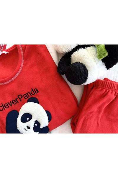Sude Panda Fleece Long Sleeve Pajama Set - Sude
