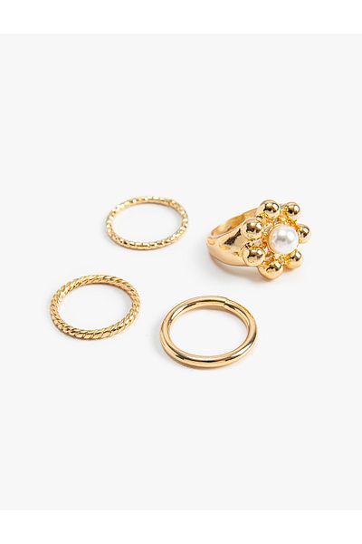 Koton Ring Set of 4 Metal Stones