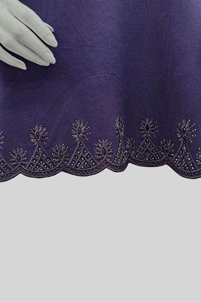 Moda Zeyn Φούστα Πέτο Πέτρα Βισκόζη Mother Χτενισμένη Βαμβακερή Μπλούζα - Ποιοτική Κεντημένη Μωβ