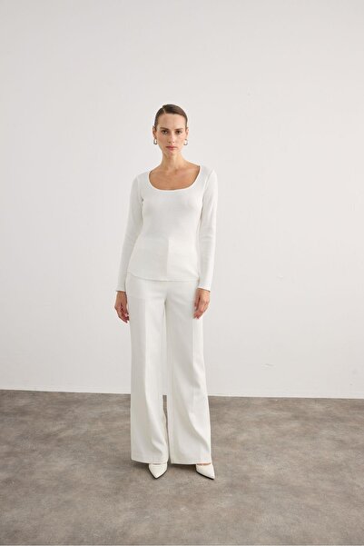 rue Μακρυμάνικη μπλούζα ελαστικό ύφασμα Ecru Basic