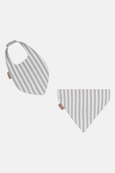 Demdaco Toddlers Boy Embroidered Bib And Bandana Set, Off White