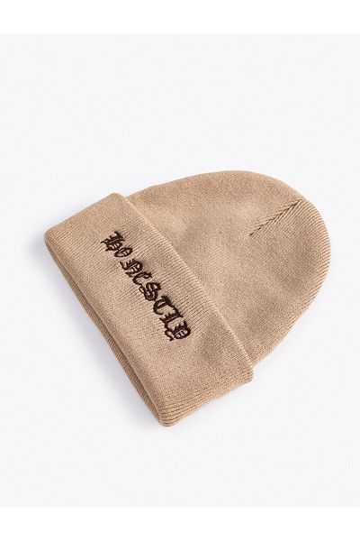 Koton Graffiti Embroidered Beret with Fold Detail