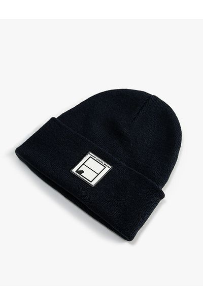 Koton Knitted Beret Folded Label Embroidered