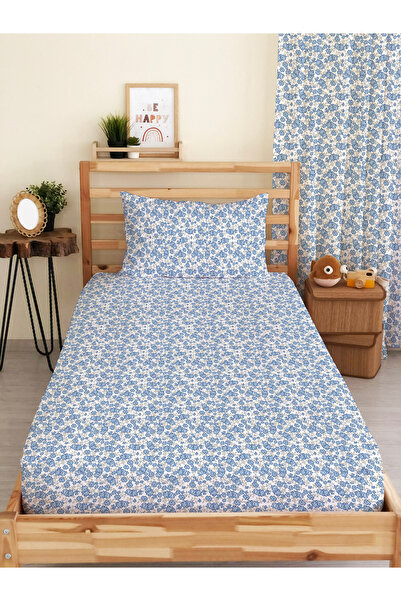 Evmila Plava Jednokrevetno Cvetni dezen Čaršav sa lastišem Set