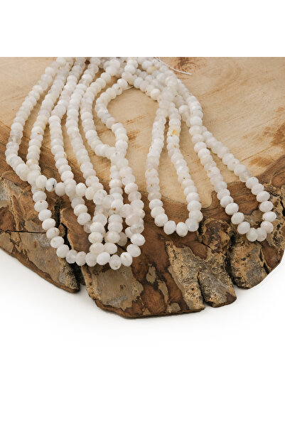 Prestij Boncuk Mesečev kamen, ovalni fasetirani prirodni kamen, niz 5 mm