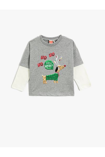 Koton Baby Boy Gray Melange Patterned T-Shirt 3WMB10385TK