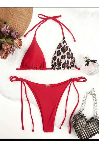 ZEKAS FASHION Leopard Print Bikini Pareo Set