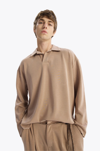 GIESTO Mink Textured Sailor Collar T-Shirt