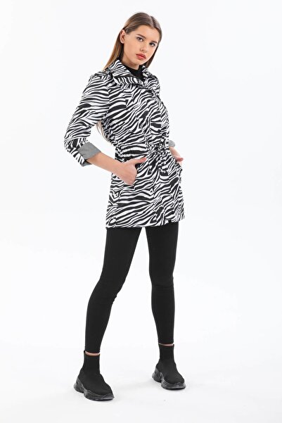 Mossta Trenci alb de dama cu talie elastica