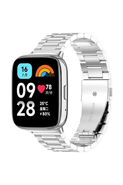 Fibaks Xiaomi Redmi Watch 3 Uyumlu Metal Kordon Paslanmaz Çelik Baklalı Çelik...