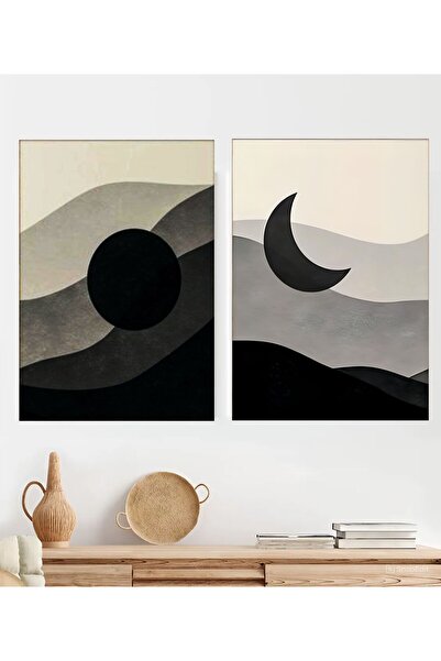 icase Güneş ay Mistic Aura Decor Tablo Concept Set de 2 piese pentru pictură ...