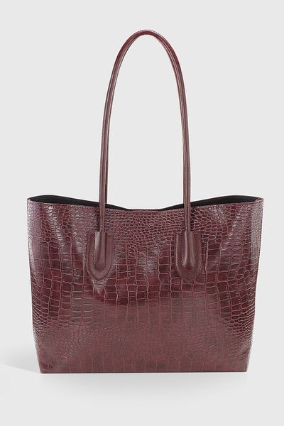 Housebags Claret Red Crocodile Retro Vintage Shopper Bag - 264