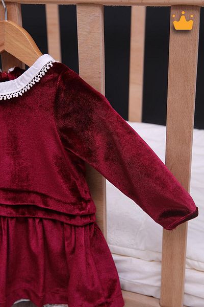 Babyhola Baby Girl Child Stylish Holiday Nostalgic Velvet Dress 13542