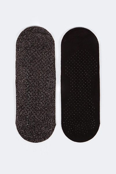 Katia&Bony 2er-Pack Asta Yoga/Pilates-Socken für Damen, Schwarz/Silberschwarz
