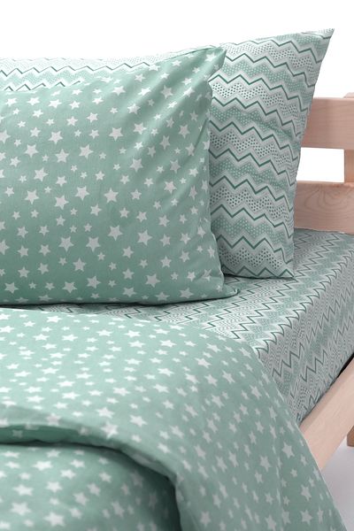 FAVORA Set cuvertură de pilota din bumbac unic verde - Star Elastic