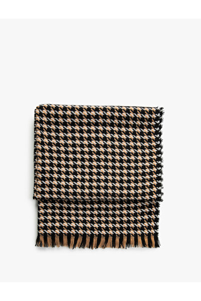 Koton Scarf Houndstooth Patterned Soft Textured Tassels