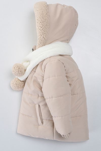 Midimod Gold Winter Boy's Coat with Ribbed Scarf for 2-6 Years