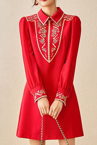 TRND Rochie midi cu model de broderie rafinată