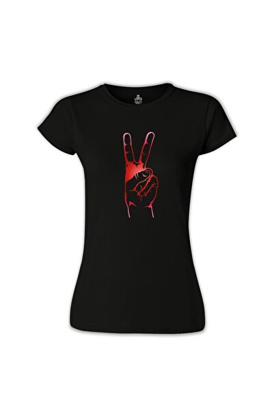 Lord T-Shirt تيشيرت نسائي أسود بعلامة النصر