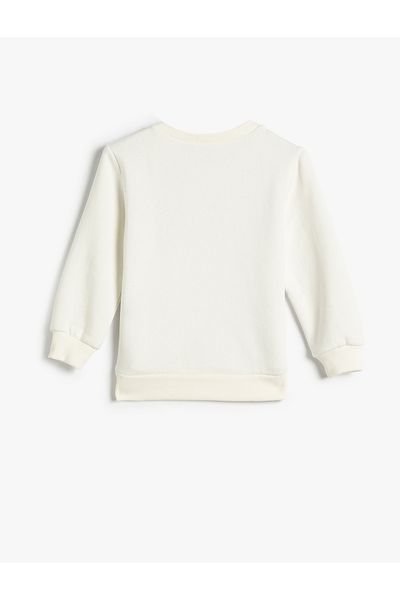 Koton Sweatshirt Ice Skating Sequined Embroidered Glitter Raised Cotton