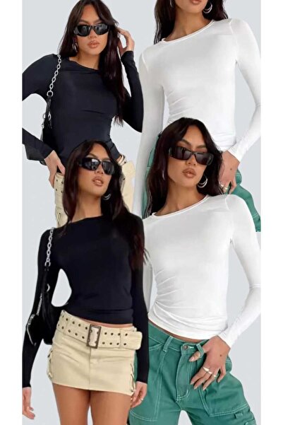 GARDIROZA Βασική μακρυμάνικη μπλούζα με λαιμόκοψη, μακρυμάνικο κορμάκι 2 τεμά...