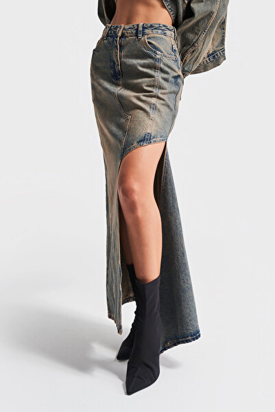 its basic Жіноча джинсова спідниця T.Jeans колір максі довжина спеціальний дизайн джинсова спідниця