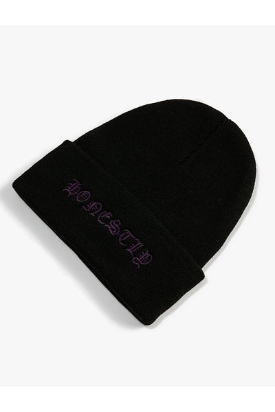 Koton Graffiti Embroidered Beret with Fold Detail