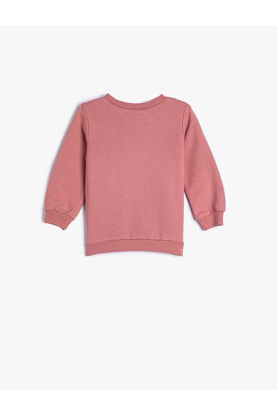 Koton Sweatshirt mit Ballerina-Aufdruck, langärmelig, Rundhalsausschnitt aus Baumwolle mit hohem Kragen