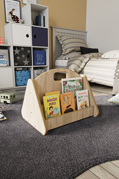 zeo wood design Montessori Mdf Çocuk Kitaplığı - Sonoma Meşe