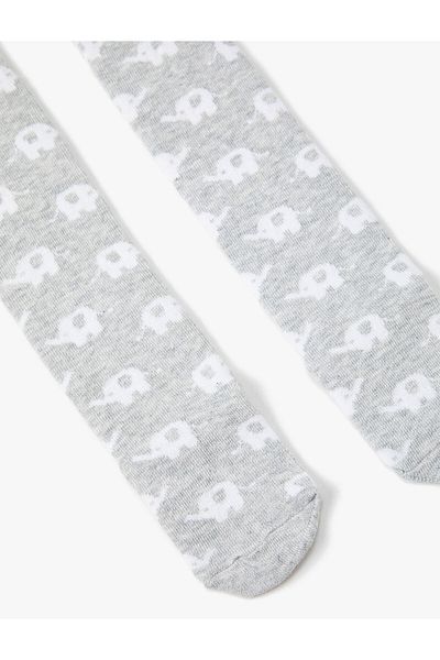 Koton Pantyhose Elephant Patterned