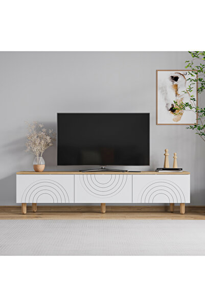 MERT SERT MOBİLYA Hardy Tv Ünitesi,Tv Sehpası, 180cm,Ahşap Ayaklı