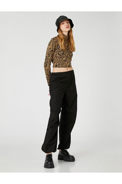 Koton Detail trička s dlouhým rukávem Crop Tie Poloviční rolák