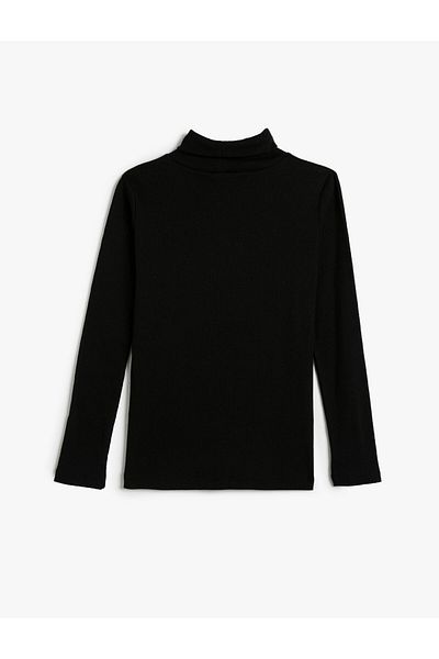 Koton Tricou cu gât țesut de bază, cu mânecă lungă, velur, bumbac