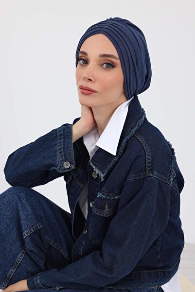 Aisha's Design Plisirana zimska kapa, b-13rb, indigo