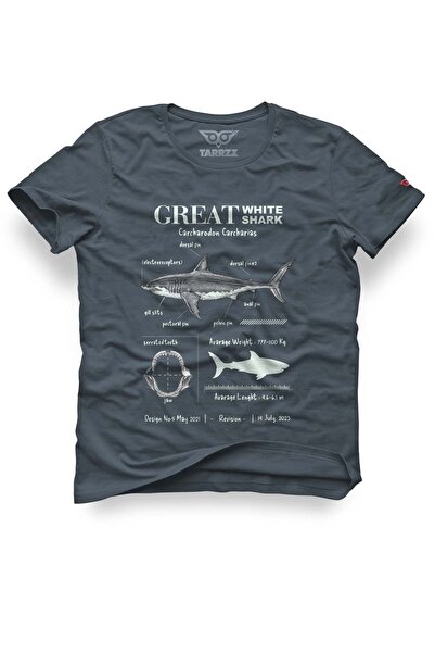 Tarrzzcom Anatomy Great White Shark Design T-Shirt Cotton Short Sleeve Crew N...