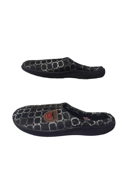 GEZER Black-White Square Patterned Orthopedic Home Slippers - Daily Use, Gezrr98-1023
