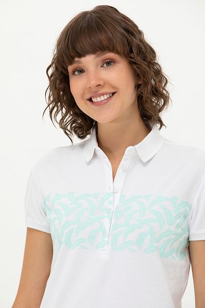 U.S. Polo Assn. Tricou de damă cu gât polo verde apă 50262938 -VR083