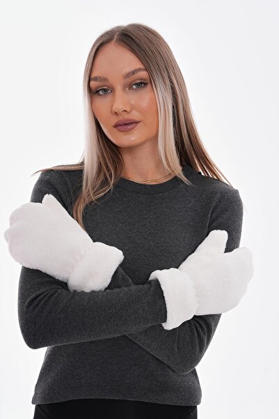 Axesoire 16011 Peluş Yumuşak Tuşeli Ekru Eldiven