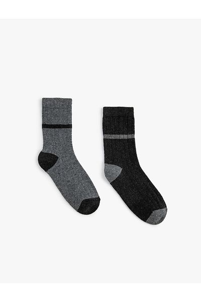 Koton Set de 2 șosete, texturate, amestec de lână multicoloră