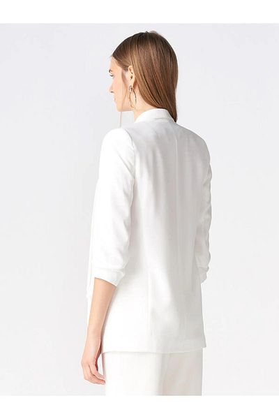 Dilvin Women's Ecru Gathered Sleeve Jacket