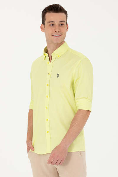 U.S. Polo Assn. Ανδρικό μακρυμάνικο πουκάμισο σε νέον κίτρινο χρώμα 50263099-...