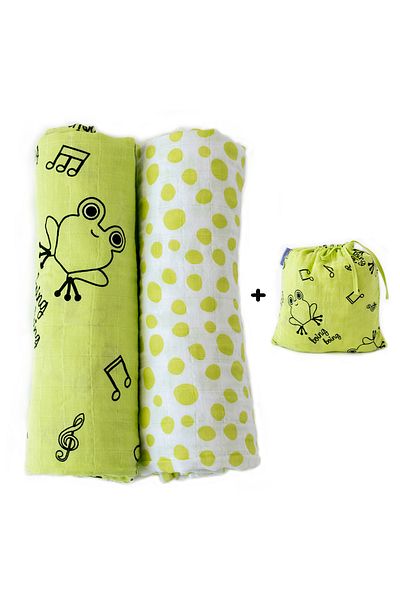 Milk & Moo Milk&Moo Cacha Frog Musselin Wickeldecke 2er-Set