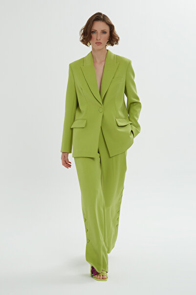 GİZİA Sırtı Düğme Detaylı Cepli Rahat Kesim Yeşil Takım