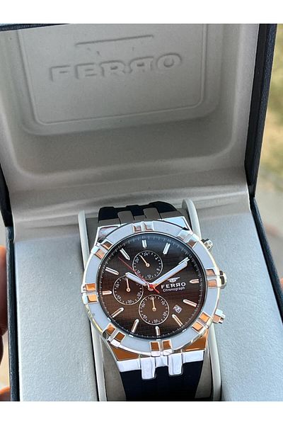 FERRO Silicone Cord Inner Functions Active 30 Mt Water Resistant Men's Wristwatch Efm.11340-Gs
