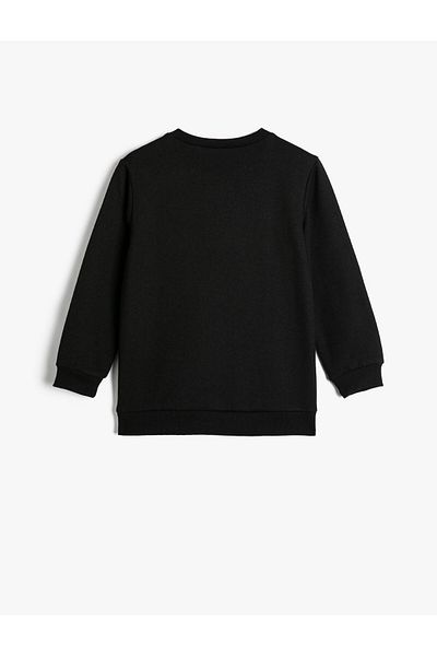 Koton Sweatshirt mit langen Ärmeln, Rundhalsausschnitt, Fußballmotiv, Aufdruck mit detailliertem Band