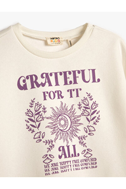 Koton Mikina žebrovaná s dlouhým rukávem s potiskem u krku