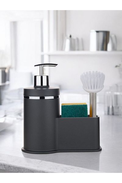 okacih 300 ml Detergent Dispenser Soft Colored Liquid Soap Dispenser - with Chamber, Brush Sponge, Not